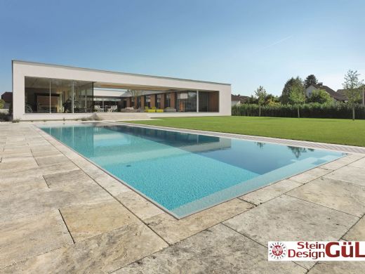 Bodenplatte aus Naturstein - Travertin Silver Blue